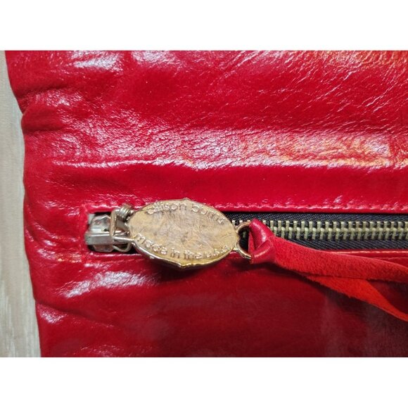 Allison Burns Red Leather Folder Over Clutch Purse Zip Close Vintage USA - Picture 3 of 8